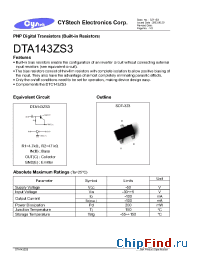 Datasheet DTA143ZS3 manufacturer Cystech