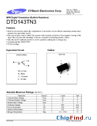 Datasheet DTBX1343XA3 manufacturer Cystech