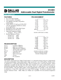 Datasheet DS1803-100 manufacturer Dallas