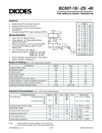 Datasheet BC807-25-7 manufacturer Diodes
