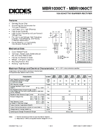 Datasheet MBR1030CT manufacturer Diodes