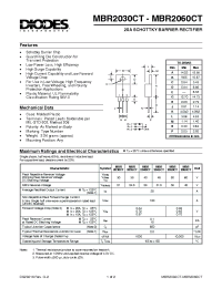 Datasheet MBR2030CT manufacturer Diodes