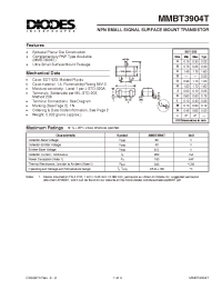 Datasheet MMBT3904T manufacturer Diodes