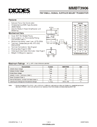 Datasheet MMBT3906-7 manufacturer Diodes
