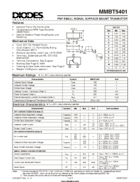 Datasheet MMBT5401-7 manufacturer Diodes