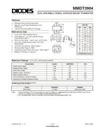 Datasheet MMDT3904-7 manufacturer Diodes