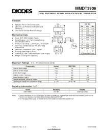 Datasheet MMDT3906-7 manufacturer Diodes