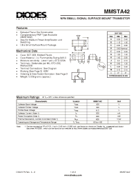 Datasheet MMSTA42-7 manufacturer Diodes
