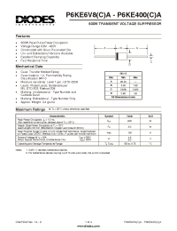 Datasheet P6KE6.8-400CA manufacturer Diodes