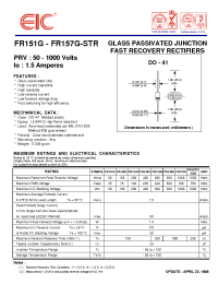 Datasheet FR155G manufacturer EIC
