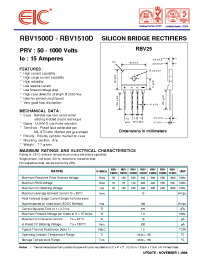 Datasheet RBV1501D manufacturer EIC