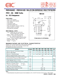 Datasheet RBV600D manufacturer EIC