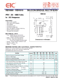 Datasheet RBV602 manufacturer EIC