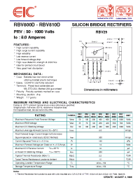 Datasheet RBV810D manufacturer EIC