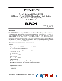 Datasheet HB52F649E1 manufacturer Elpida