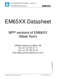 Datasheet EM6503P02 manufacturer EM Microelectronic