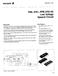 Datasheet PBL3781N manufacturer Ericsson