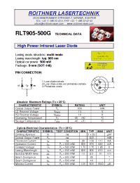 Datasheet RLT905-500G manufacturer Неопределенные