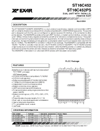 Datasheet ST16C452 manufacturer Exar