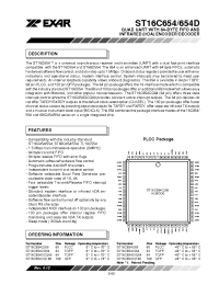 Datasheet ST16C654D manufacturer Exar