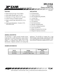 Datasheet XR-215A manufacturer Exar