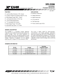 Datasheet XR2206M manufacturer Exar