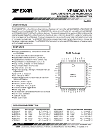 Datasheet XR68C192IV manufacturer Exar