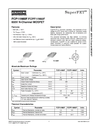 Datasheet FCPF11N60F manufacturer Fairchild
