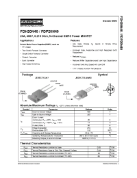 Datasheet FDP20N40 manufacturer Fairchild
