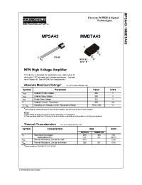 Datasheet MMBTA43 manufacturer Fairchild