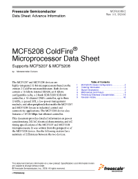 Datasheet MCF5207CAG166 manufacturer Freescale
