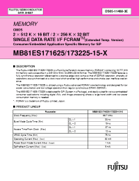 Datasheet MB81ES173225-15WFKT-X manufacturer Fujitsu