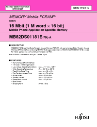 Datasheet MB82DS01181E-70LWT-A manufacturer Fujitsu