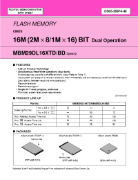 Datasheet MBM29DL161BE70PFTN manufacturer Fujitsu