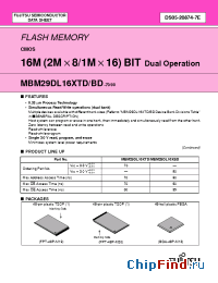 Datasheet MBM29DL164TD/BD manufacturer Fujitsu