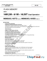 Datasheet MBM29DL16XBD-70 manufacturer Fujitsu