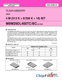 Datasheet MBM29DL400BC-55PFTN manufacturer Fujitsu