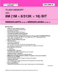 Datasheet MBM29DL800BA manufacturer Fujitsu