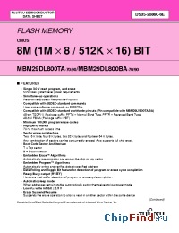 Datasheet MBM29DL800BA-90PBT manufacturer Fujitsu