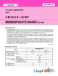Datasheet MBM29F004TC-90PFTR manufacturer Fujitsu
