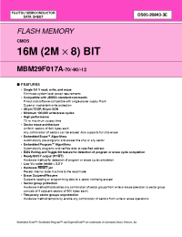Datasheet MBM29F017A manufacturer Fujitsu