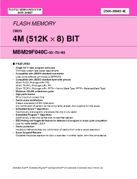 Datasheet MBM29F040C-70PFTN manufacturer Fujitsu