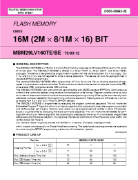 Datasheet MBM29LV160BE12TR manufacturer Fujitsu