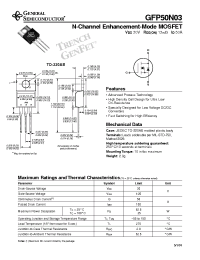 Datasheet GFP50N03 manufacturer General Semiconductor