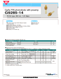 Datasheet G9285-14 manufacturer Hamamatsu