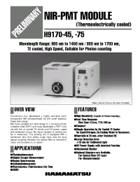 Datasheet H9170 manufacturer Hamamatsu