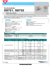 Datasheet S8751 manufacturer Hamamatsu