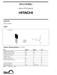 Datasheet 2SA1194 manufacturer Hitachi