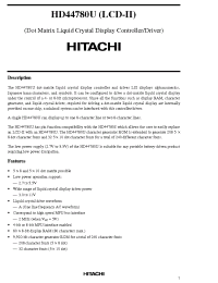 Datasheet 44780 manufacturer Hitachi