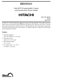 Datasheet HD151011 manufacturer Hitachi